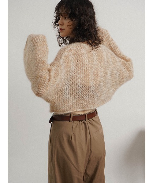 FIKA.(フィーカ)の「Mohair lame loose cropped knit(ニット/セーター・レディース・グレー/ベージュ・MEDIUM)」の6枚目の写真