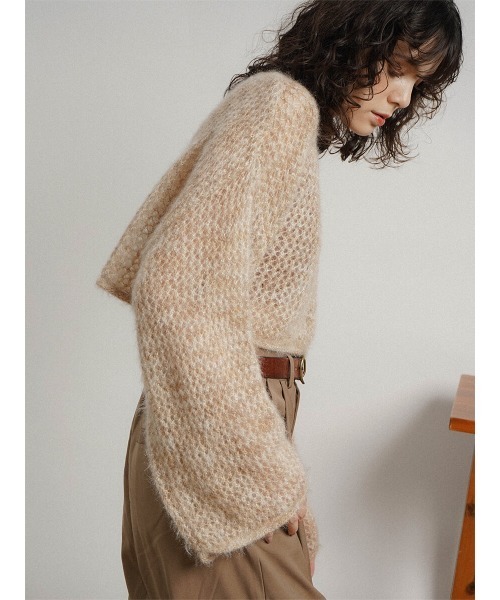 ニット セーター Mohair lame loose cropped knit レディース セール】Mohair lame loose cropped knit（ニット/セーター