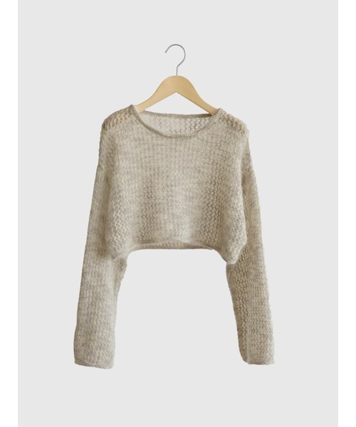 ニット セーター Mohair lame loose cropped knit レディース セール】Mohair lame loose cropped knit（ニット/セーター