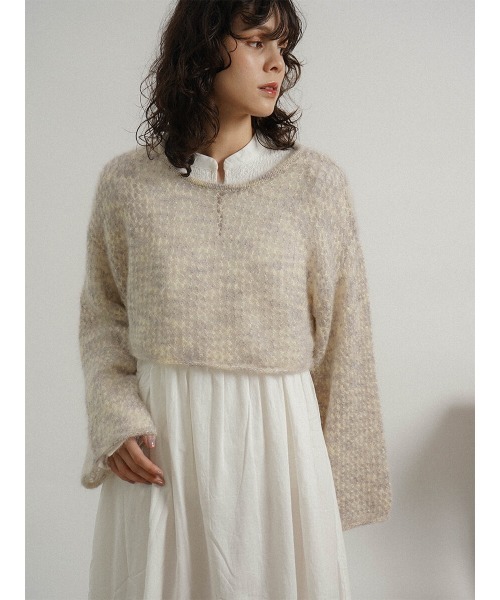 FIKA.(フィーカ)の「Mohair lame loose cropped knit(ニット/セーター・レディース・グレー/ベージュ・MEDIUM)」の12枚目の写真