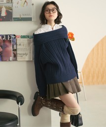 loin nuit | off shoulder rib knit / オフショルリブニット(ニット/セーター)