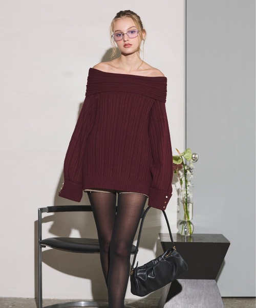 セール】off shoulder rib knit / オフショルリブニット(ニット セール】off shoulder rib knit / オフショルリブニット(ニット