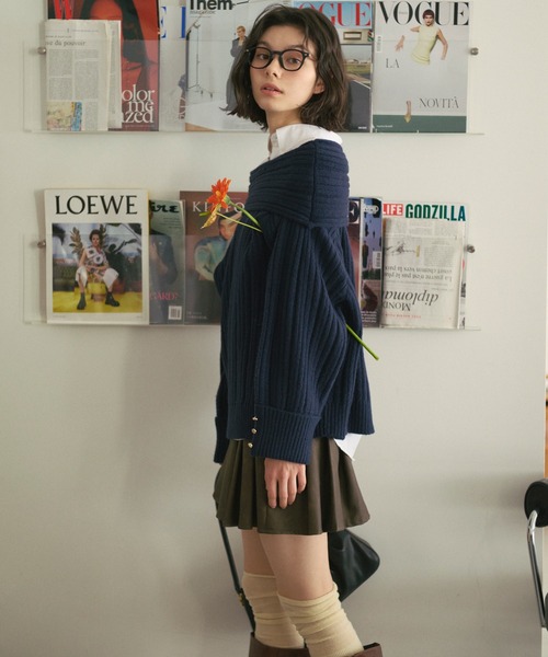 セール】off shoulder rib knit / オフショルリブニット（ニット