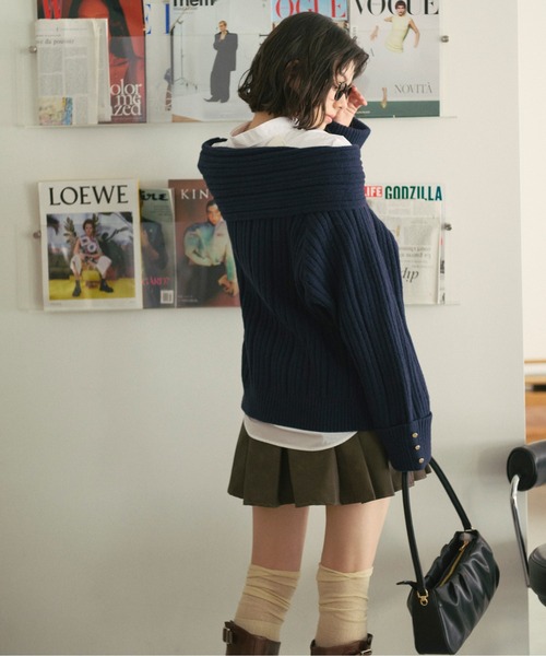 セール】off shoulder rib knit / オフショルリブニット（ニット