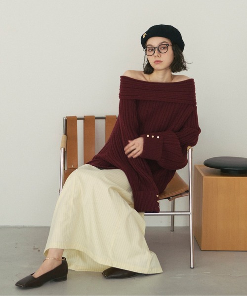 ニット セーター off shoulder rib knit / オフショルリブニット レディース loin nuit ニット セーター off shoulder rib knit / オフショル