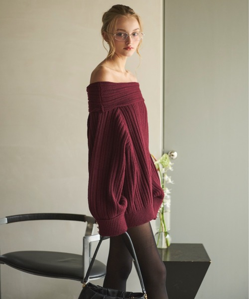 loinnuit offshoulder ribknit オフショルリブニット loin nuit（ロワンニュイ）の「off shoulder rib knit