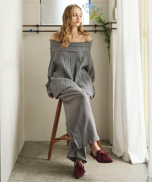 ニット セーター off shoulder rib knit / オフショルリブニット レディース loin nuit ニット セーター off shoulder rib knit / オフショル