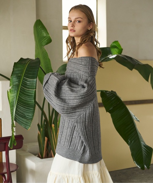 loinnuit offshoulder ribknit オフショルリブニット loin nuit ニット セーター off shoulder rib knit / オフショル