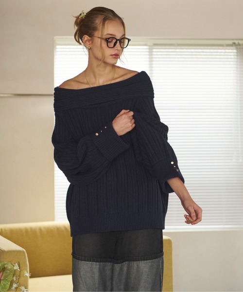 ニット セーター off shoulder rib knit / オフショルリブニット レディース loin nuit ニット セーター off shoulder rib knit / オフショル