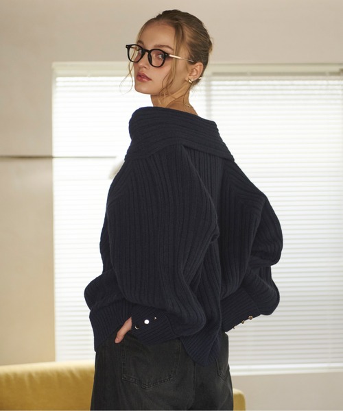 off shoulder rib knit / オフショルリブニット（ニット