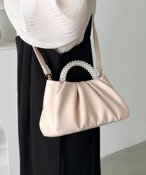 CLEA（クレア）の「パールハンドルミニパーティーバッグ（ハンドバッグ・レディース・シルバー/ピンク/ブラック/アイボリー・FREE）」の3枚目の写真