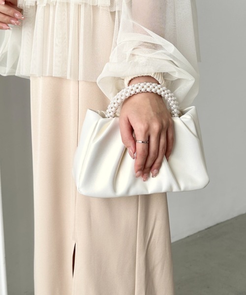 CLEA（クレア）の「パールハンドルミニパーティーバッグ（ハンドバッグ・レディース・シルバー/ピンク/ブラック/アイボリー・FREE）」の7枚目の写真