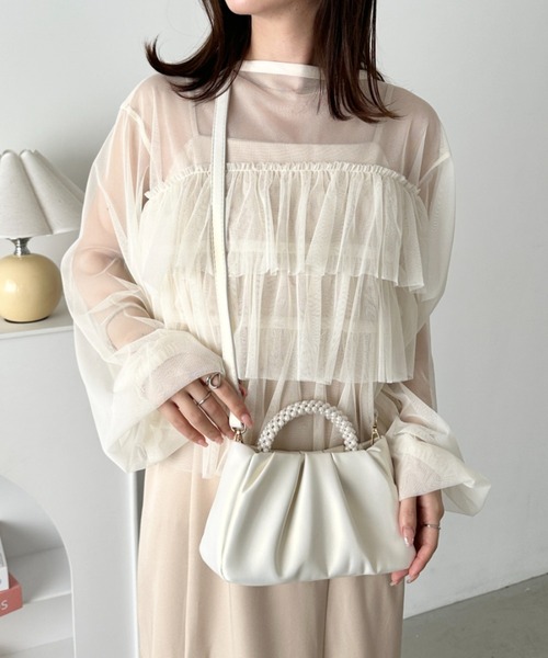 CLEA（クレア）の「パールハンドルミニパーティーバッグ（ハンドバッグ・レディース・シルバー/ピンク/ブラック/アイボリー・FREE）」の8枚目の写真