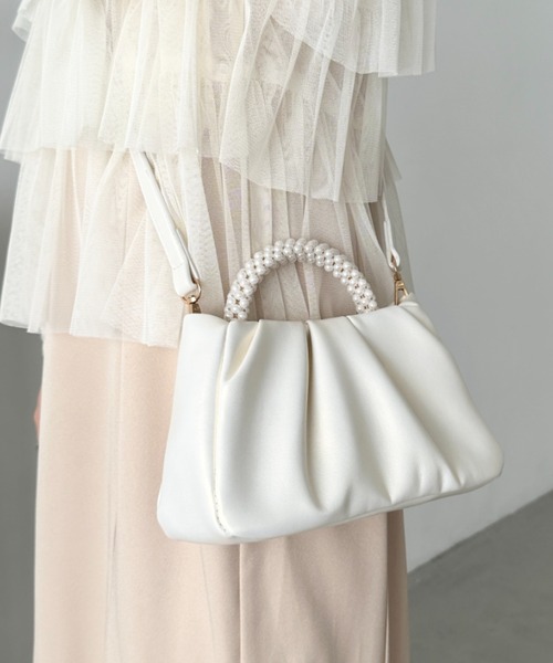 CLEA（クレア）の「パールハンドルミニパーティーバッグ（ハンドバッグ・レディース・シルバー/ピンク/ブラック/アイボリー・FREE）」の9枚目の写真