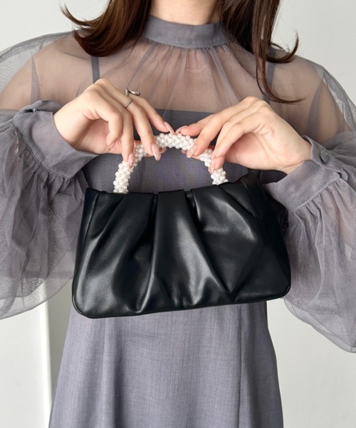 CLEA（クレア）の「パールハンドルミニパーティーバッグ（ハンドバッグ・レディース・シルバー/ピンク/ブラック/アイボリー・FREE）」の12枚目の写真