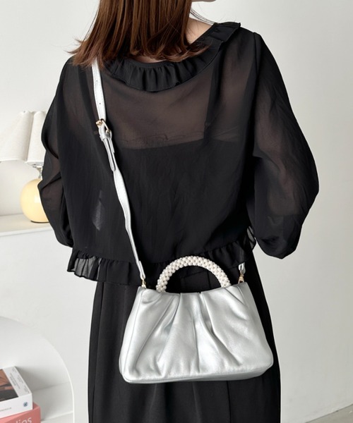 CLEA（クレア）の「パールハンドルミニパーティーバッグ（ハンドバッグ・レディース・シルバー/ピンク/ブラック/アイボリー・FREE）」の22枚目の写真