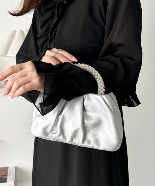 CLEA（クレア）の「パールハンドルミニパーティーバッグ（ハンドバッグ・レディース・シルバー/ピンク/ブラック/アイボリー・FREE）」の21枚目の写真