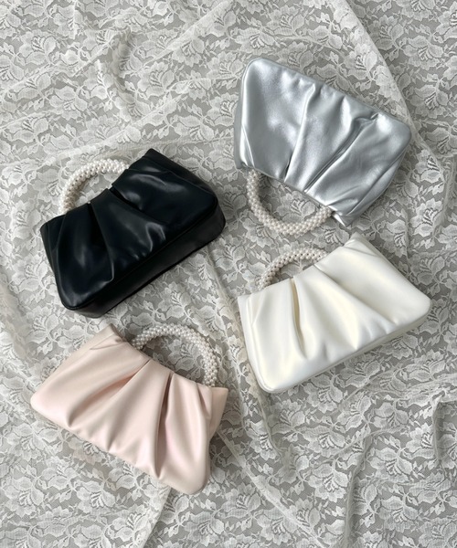 CLEA（クレア）の「パールハンドルミニパーティーバッグ（ハンドバッグ・レディース・シルバー/ピンク/ブラック/アイボリー・FREE）」の5枚目の写真
