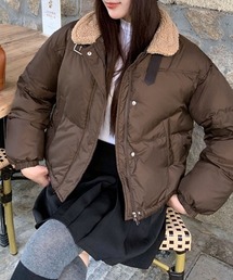 襟ボアショート中綿ブルゾン