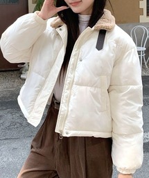 襟ボアショート中綿ブルゾン