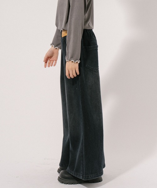 URBAN CHERRY（アーバンチェリー）の「ワイドフレアパンツ（デニムパンツ・キッズ・ブラック・110cm/120cm/130cm/140cm/150cm）」の20枚目の写真