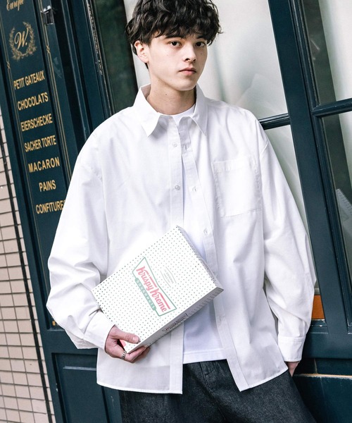 Rocky Monroe(ロッキーモンロー)の「オーバーサイズ 無地 チェック柄 ストライプ柄 レギュラーカラー長袖シャツ(シャツ/ブラウス・メンズ・ブラック系1/ホワイト/ブラック系/ブルー系/ブルー系1/オレンジ/ネイビー/ホワイト系/ブラック/ブルー/ブラック系2・M/L/XL)」の18枚目の写真