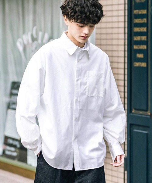 Rocky Monroe(ロッキーモンロー)の「オーバーサイズ 無地 チェック柄 ストライプ柄 レギュラーカラー長袖シャツ(シャツ/ブラウス・メンズ・ブラック系1/ホワイト/ブラック系/ブルー系/ブルー系1/オレンジ/ネイビー/ホワイト系/ブラック/ブルー/ブラック系2・M/L/XL)」の16枚目の写真