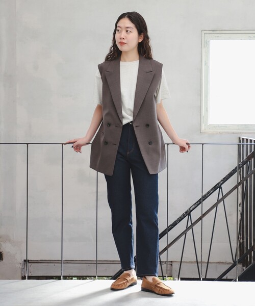 B:MING by BEAMS(ビーミングバイビームス)の「SIMPLE YET トロピカル ダブルボタン ジレ(ベスト・レディース・ブラウン系その他4/カーキ・ONE SIZE)」の3枚目の写真