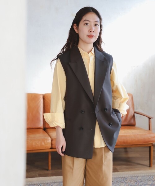 B:MING by BEAMS(ビーミングバイビームス)の「SIMPLE YET トロピカル ダブルボタン ジレ(ベスト・レディース・ブラウン系その他4/カーキ・ONE SIZE)」の13枚目の写真
