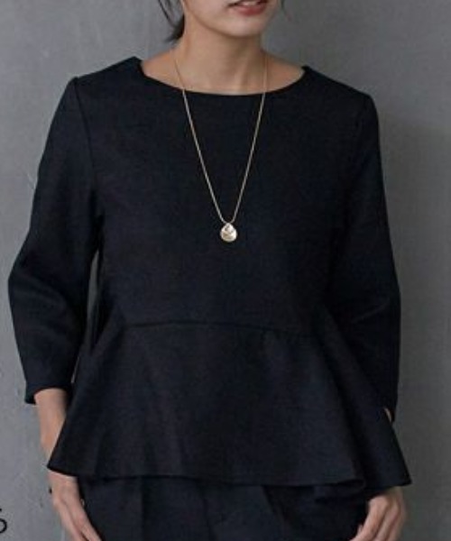 aquagarage（アクアガレージ）の「ツイードペプラムトップス（シャツ/ブラウス・レディース・ブラック/グレー/チャコール・M/L/S）」の5枚目の写真