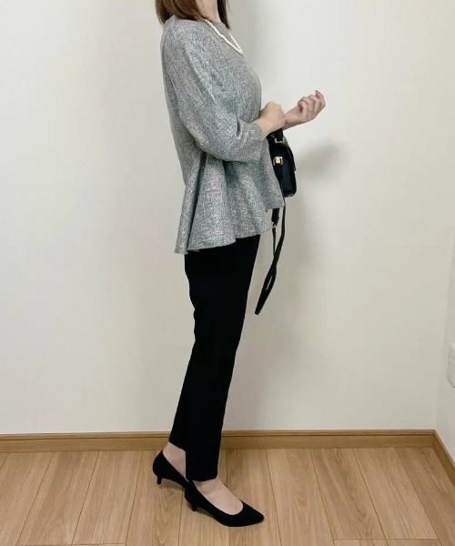 aquagarage（アクアガレージ）の「ツイードペプラムトップス（シャツ/ブラウス・レディース・ブラック/グレー/チャコール・M/L/S）」の15枚目の写真