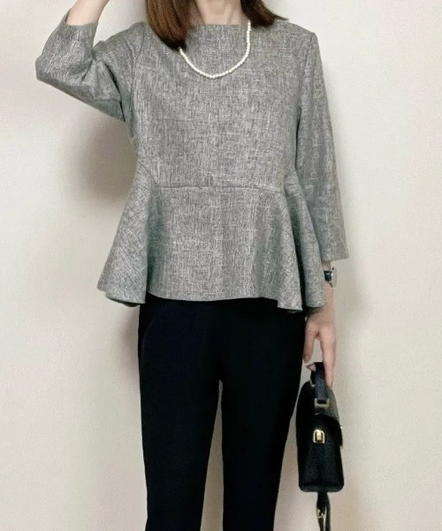 aquagarage（アクアガレージ）の「ツイードペプラムトップス（シャツ/ブラウス・レディース・ブラック/グレー/チャコール・M/L/S）」の16枚目の写真