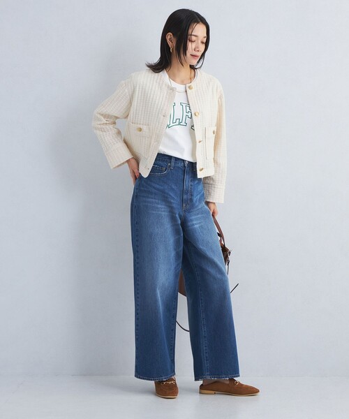 グリーンレーベルリラクシング　カラミ レース ノーカラー ジャケット セール】カラミ レース ノーカラー ジャケット（ノーカラー
