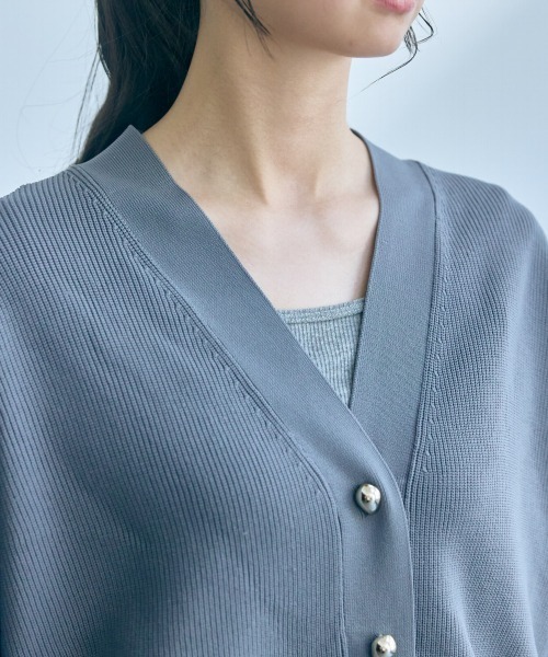 slattgir(スラットジール)の「高身長 Vネックニットカーディガン(トールサイズ)Essenave(ニット/セーター・レディース・グレー/アイボリー・M~L/LL~3L/4L~5L)」の17枚目の写真