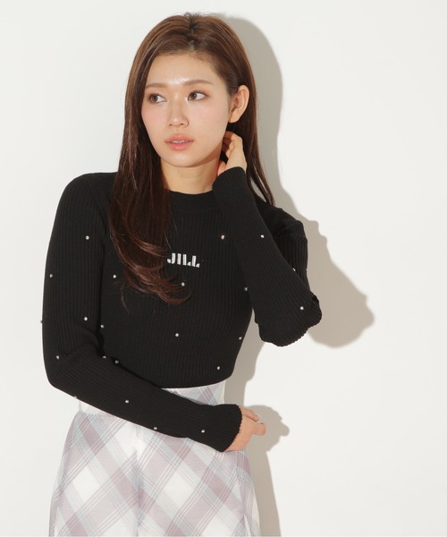 JILL by JILL STUART（ジルバイジルスチュアート）の「ビジューコンパクトロゴニット（ニット/セーター・レディース・ホワイト系その他/ピンク/ブラック・FREE）」の8枚目の写真