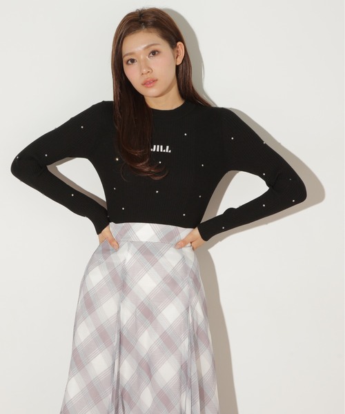 JILL by JILL STUART（ジルバイジルスチュアート）の「ビジューコンパクトロゴニット（ニット/セーター・レディース・ホワイト系その他/ピンク/ブラック・FREE）」の6枚目の写真