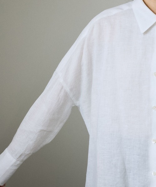 SALON adam et rope'（サロン アダム エ ロペ）の「リネンオーバーシャツ［GENTLE LINEN］（シャツ/ブラウス・レディース・グレー/ブルー/ホワイト・FREE）」の22枚目の写真