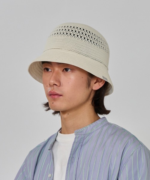 OVERRIDE（オーバーライド）の「OVERRIDE  REP OPENWORK KNIT HAT / オーバーライド（ハット・メンズ・ブラック/ライトブラウン/ホワイト/ライトパープル・59cm）」の5枚目の写真