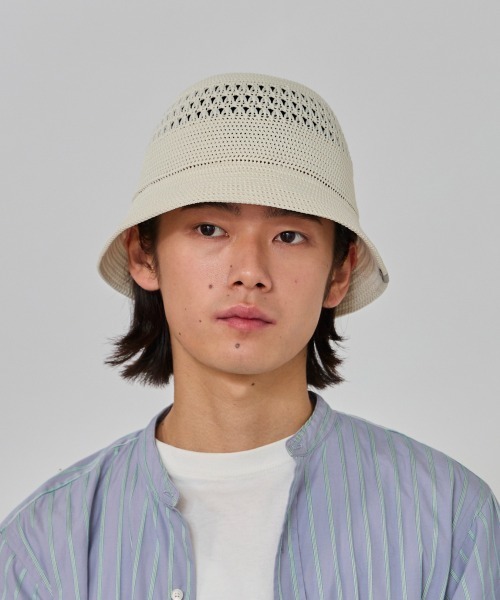 OVERRIDE（オーバーライド）の「OVERRIDE  REP OPENWORK KNIT HAT / オーバーライド（ハット・メンズ・ブラック/ライトブラウン/ホワイト/ライトパープル・59cm）」の6枚目の写真