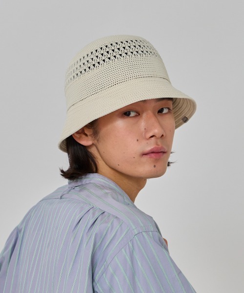 OVERRIDE（オーバーライド）の「OVERRIDE  REP OPENWORK KNIT HAT / オーバーライド（ハット・メンズ・ブラック/ライトブラウン/ホワイト/ライトパープル・59cm）」の7枚目の写真