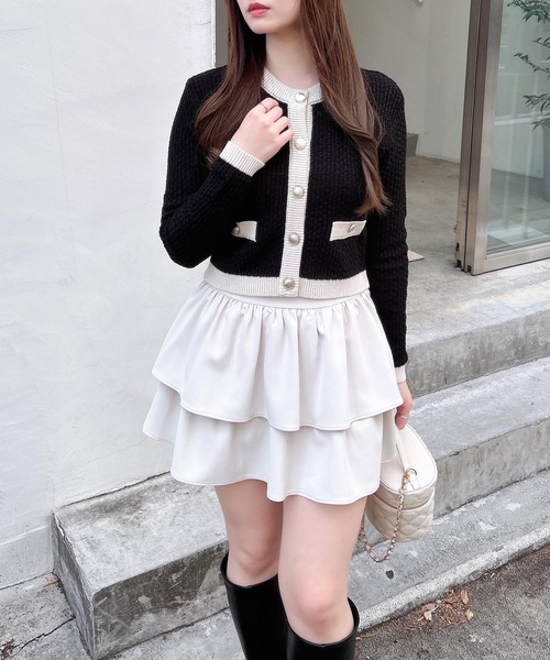 INGNI（イング）の「配色ツイードニットカーディガン（カーディガン/ボレロ・レディース・ブラック×ホワイト/ピンク系6/ホワイト×ブラック・M）」の13枚目の写真