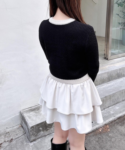 INGNI（イング）の「配色ツイードニットカーディガン（カーディガン/ボレロ・レディース・ブラック×ホワイト/ピンク系6/ホワイト×ブラック・M）」の15枚目の写真