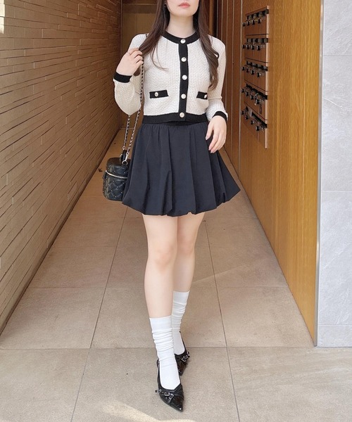 INGNI（イング）の「配色ツイードニットカーディガン（カーディガン/ボレロ・レディース・ブラック×ホワイト/ピンク系6/ホワイト×ブラック・M）」の10枚目の写真