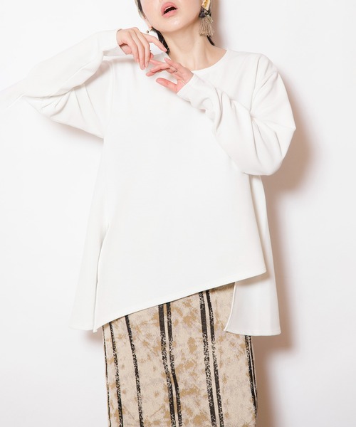 OSMOSIS(オズモーシス)の「アシンメトリーヘムTシャツ(Tシャツ/カットソー・レディース・ホワイト/ミント/ブラック・ONE SIZE)」の7枚目の写真