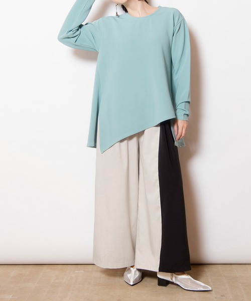 OSMOSIS(オズモーシス)の「アシンメトリーヘムTシャツ(Tシャツ/カットソー・レディース・ホワイト/ミント/ブラック・ONE SIZE)」の11枚目の写真