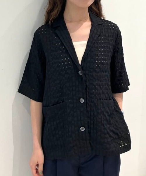 B:MING by BEAMS(ビーミングバイビームス)の「シアー チェック ジャケット(S~M)(テーラードジャケット・レディース・ホワイト/ブラック・MEDIUM/SMALL)」の2枚目の写真