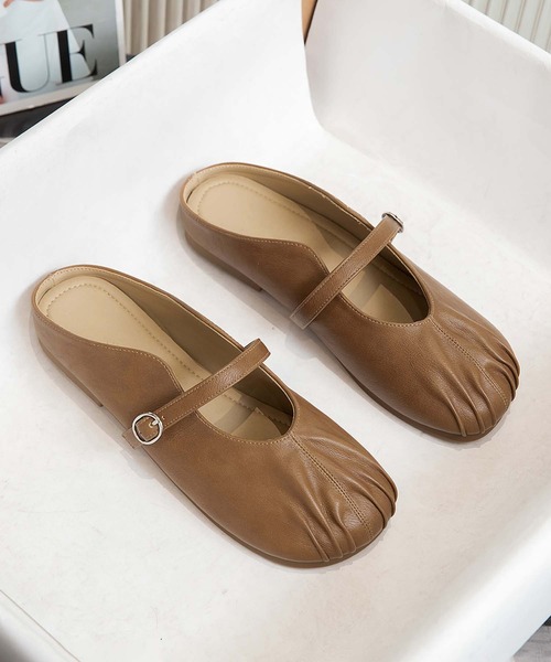 shoes365(シューズスリーシックスファイヴ)の「【shoes 365】ギャザーデザインメリージェーンミュール (SS)(スリッポン・レディース・オフホワイト/ブラウン・25.0cm/24.5cm/24.0cm/23.5cm/23.0cm/22.5cm)」の4枚目の写真