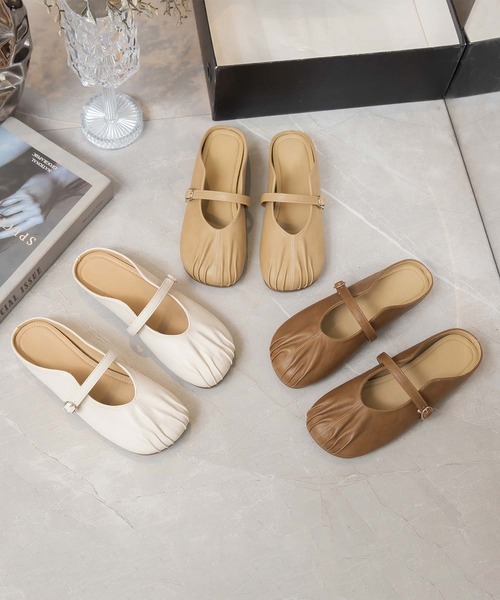 shoes365(シューズスリーシックスファイヴ)の「【shoes 365】ギャザーデザインメリージェーンミュール (SS)(スリッポン・レディース・オフホワイト/ブラウン・25.0cm/24.5cm/24.0cm/23.5cm/23.0cm/22.5cm)」の11枚目の写真