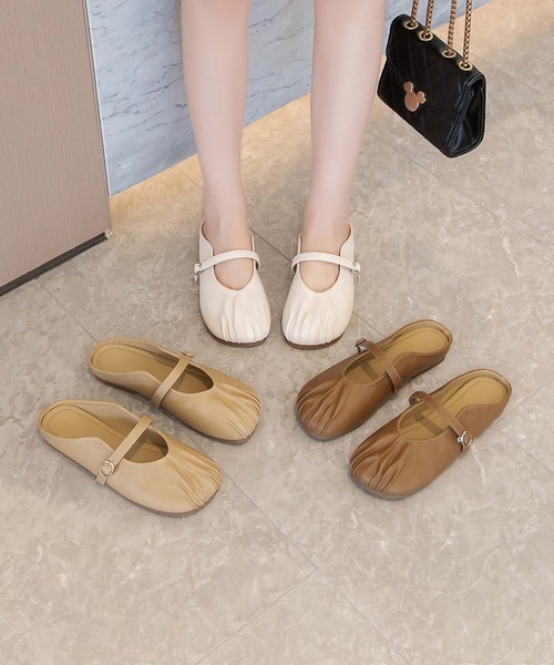 shoes365(シューズスリーシックスファイヴ)の「【shoes 365】ギャザーデザインメリージェーンミュール (SS)(スリッポン・レディース・オフホワイト/ブラウン・25.0cm/24.5cm/24.0cm/23.5cm/23.0cm/22.5cm)」の12枚目の写真