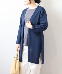 【LL~6L 大きいサイズ】【WEB&一部店舗】【接触冷感/UVカット】サイドスリットロングカーディガン